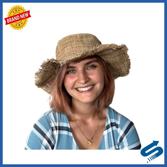 Wide Brim Hemp Sun Hat Foldable Packable Shapeable Wire Brim Summer Boho